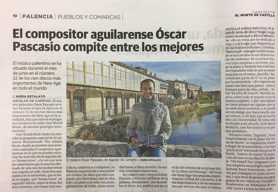 El compositor aguilarense Óscar Pascasio compite entre los mejores (El Norte de Castilla)